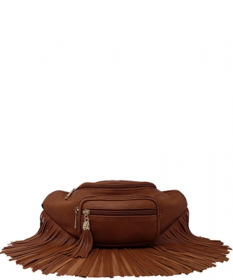 Designer Chic Fringe Waist Bag KL088 COFFEE